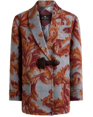 Etro Jacquard-Pattern Toggle Coat - Brown