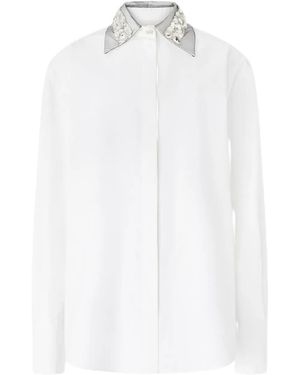 Genny Crystal Embellished-Collar Shirt - White