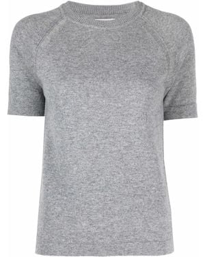 Barrie Short-Sleeved Cashmere Top - Grey
