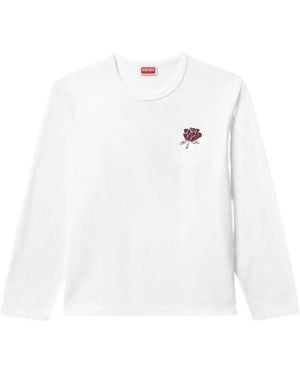 KENZO T-Shirt Work And Play A Maniche Lunghe - Bianco