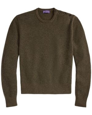 Ralph Lauren Birdseye Button-Detail Sweater - Green