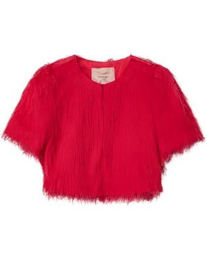 Twinset Feather-Effect Short-Sleeved Jacket - Red