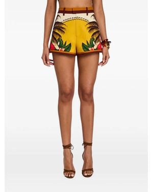 retroféte Tansie Tropical-Print Shorts - Yellow