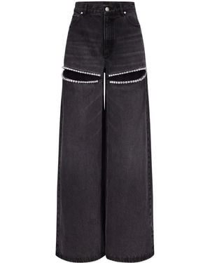 Area Crystal-embellished High-rise Wide-leg Jeans - Black