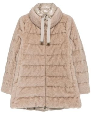 Herno Quilted Faux-Fur Coat - Natural