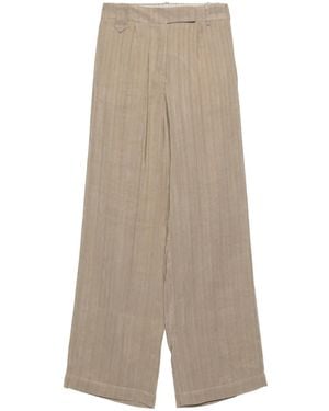 Alysi Herringbone Straight Trousers - Natural