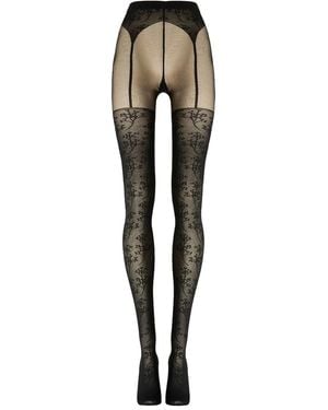 Wolford Passion Flower Floral Tights - Black