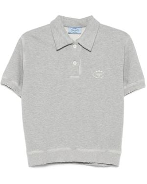 Prada Polo con logo estampado - Gris