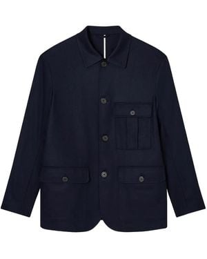 Emporio Armani Buttoned Patch-Pocket Jacket - Blue