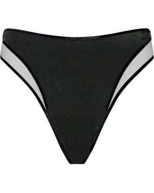 Maison Close Minuit High-Waisted Tanga Bikini Bottom - Grey