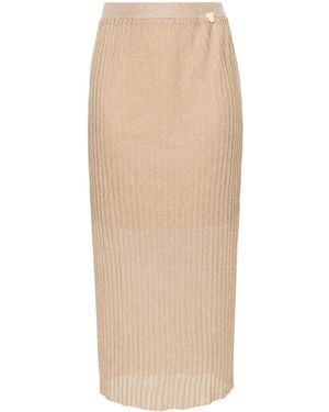 Twinset High-Waisted Plissé Long Skirt - Natural