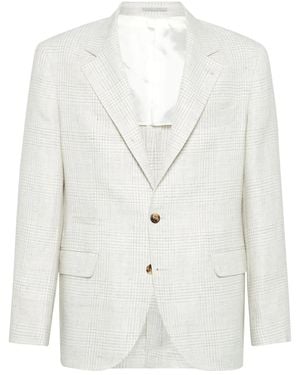 Brunello Cucinelli Blazer A Cuadros - Blanco