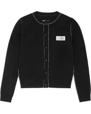 MM6 by Maison Margiela Button-Front Wool Blend Knit Cardigan - Black