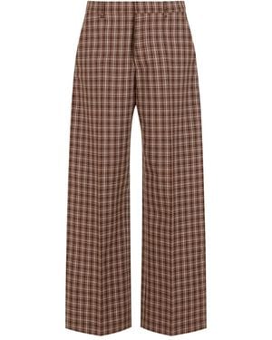 Marni Pantaloni Ampi A Quadri - Marrone