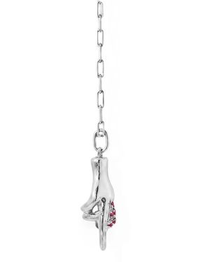 Di Volpe Mano Cornuto Ruby Pendant - White
