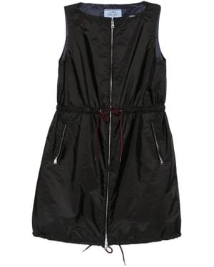 Prada Vestido Corto Sin Mangas Con Cordones En La Cintura - Negro