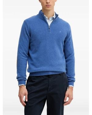 Hackett Elbow-patch Jumper - Blue