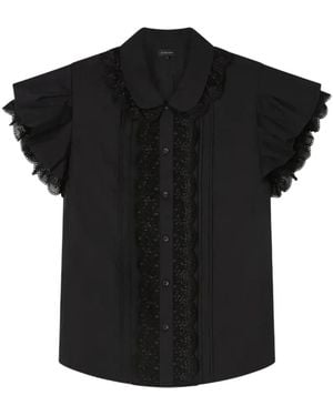 Lee Mathews Tari Ruffled Lace Shirt - Black