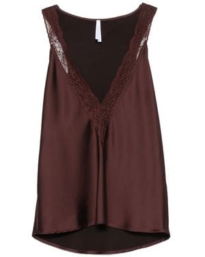 Imperial Lace-Trim Satin Top - Red
