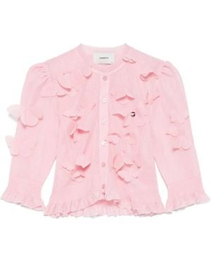 Coperni Butterfly-Appliqué Fine-Knit Cardigan - Pink