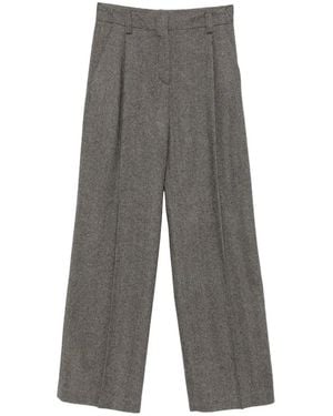 Antonelli Herringbone Pleated Pants - Grey