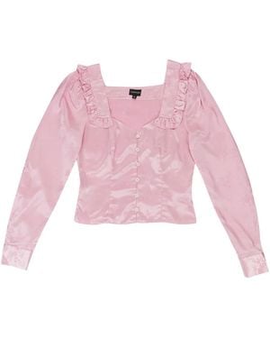 CALLIPYGIAN Blusa Jacquard Con Ruches - Rosa