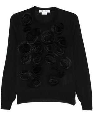 Comme des Garçons Floral-Appliqué Sweater - Black