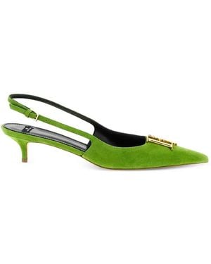Elisabetta Franchi Logo-Detail Slingback Court Shoes - Green
