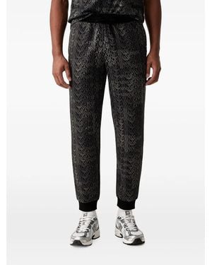EA7 Logo-Print Track Pants - Black