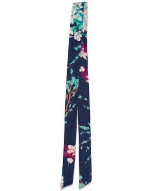 Laura Urbinati Floral-Print Satin Belt - Blue