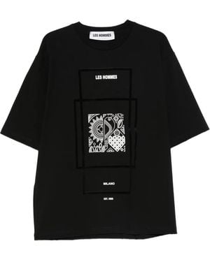 Les Hommes Graphic-Detail T-Shirt - Black