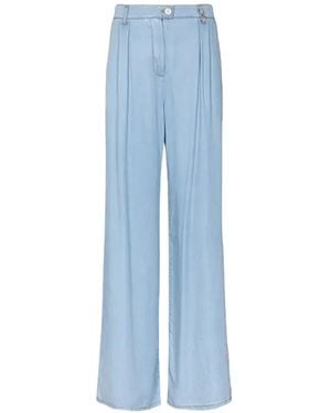 Gaelle Paris Pleated Wide-Leg Jeans - Blue