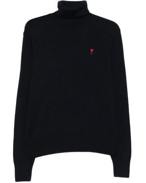 Ami Paris Pull À Motif Cœur Brodé - Noir