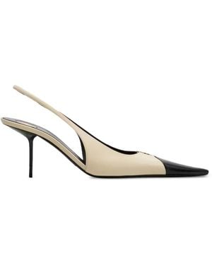 Saint Laurent Babylone Leather Slingback Court Shoes - White