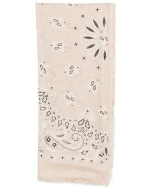 MC2 Saint Barth Foulard Maxi Bandana-Print Frayed Scarf - White