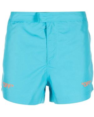 Off-White c/o Virgil Abloh Logo-Print Swim Shorts - Blue