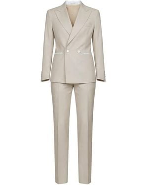 Tagliatore Double-Breasted Virgin-Wool Suit - Natural