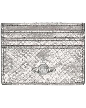 Vivienne Westwood Orb Reptile-Effect Card Holder - Grey