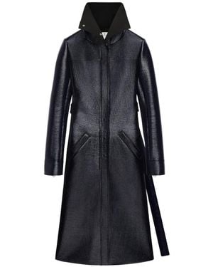 Courreges High-Collar Vinyl Coat - Blue