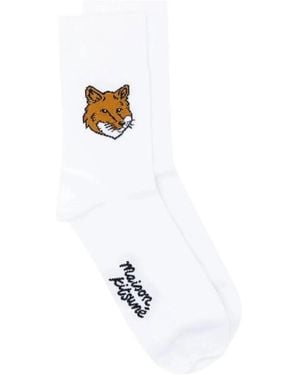 Maison Kitsuné Fox-Head Socks - White
