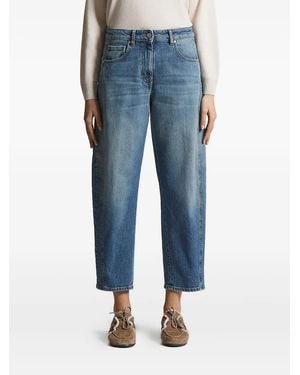 Peserico Jeans Cinque Tasche Con Design A Inserti - Blu