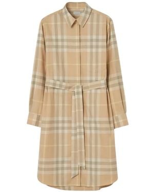 Burberry Hemdkleid Mit Check - Natur