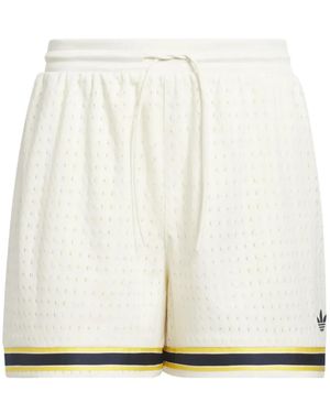 adidas Perforated Stripe-Detail Shorts - White