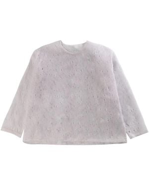 Issey Miyake Perforated-detail T-shirt - グレー