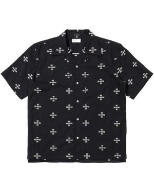 Universal Works Geometric-Print Short-Sleeve Shirt - Black