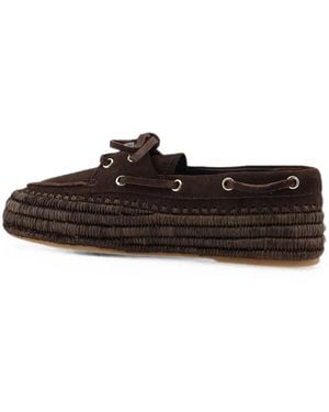 Paloma Barceló Penelope Suede Raffia Loafers - White