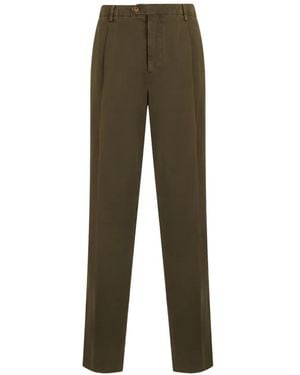 Fedeli Straight-Cut Pleated Pants - Green