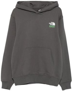 The North Face Logo-Print Pouch-Pocket Hoodie - Grey