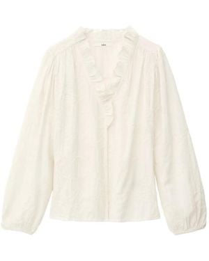 Ba&sh Petty Ruffled Embroidered Blouse - White