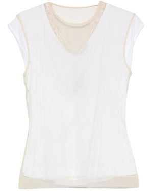Simone Rocha Camiseta A Capas Con Ribete De Encaje - Blanco